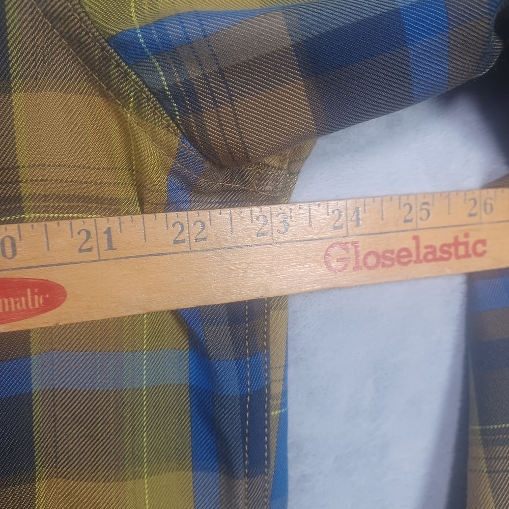 Eddie Bauer Travex Men’s Plaid Button Up Large Flannel Shirt Brown Blue Outdoor - Picture 12 of 13